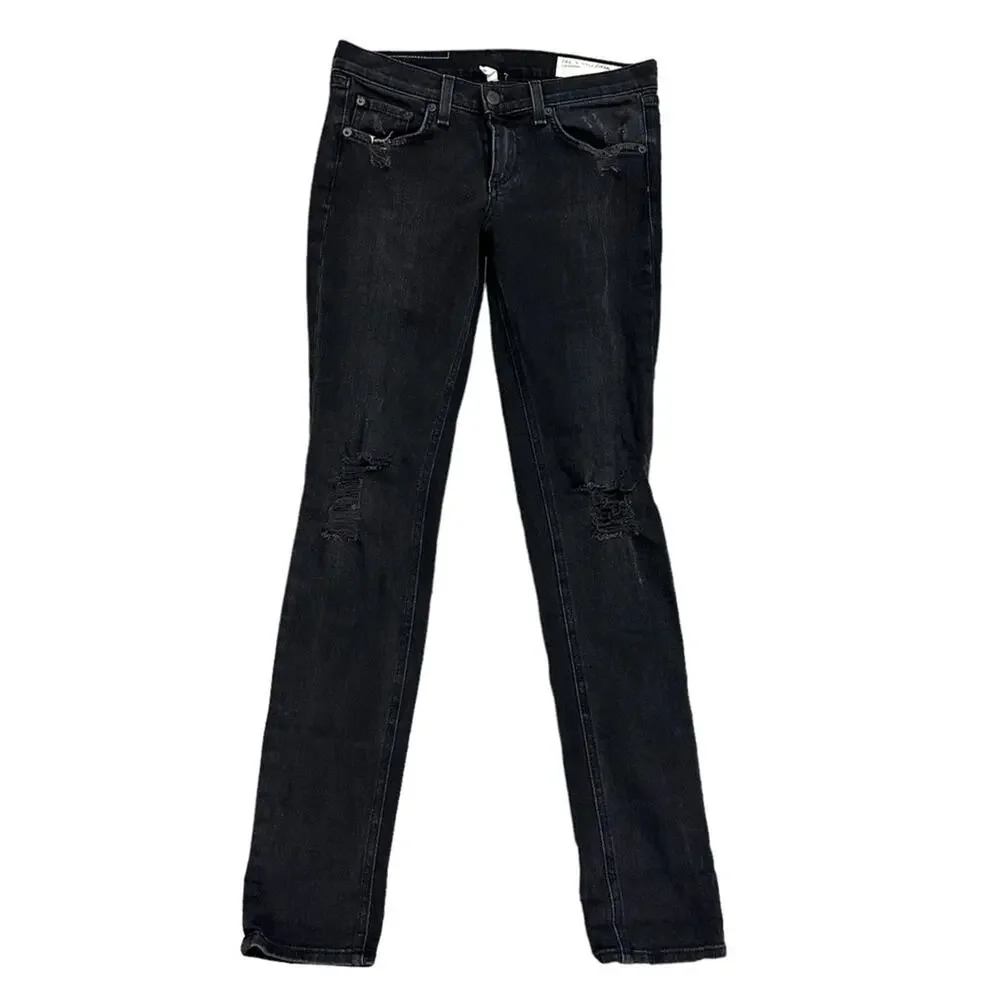 Rag & Bone Distressed Skinny Jeans Size 26 Black